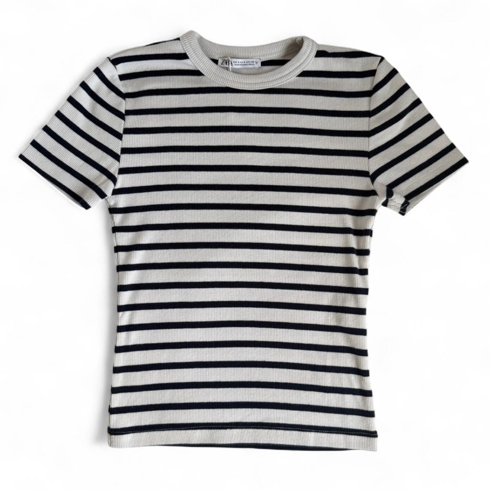 Zara Ribbed Striped Short Sleeve